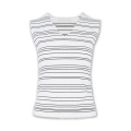 20ALW183Women knit sweater stripe sleeveless top v neck basic plain sweater vest